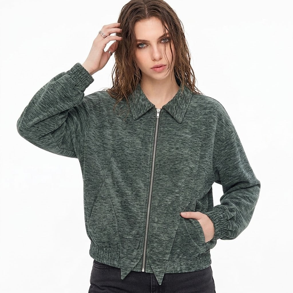 Splicing loose collar jacket for women | MuddyStock Originals