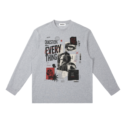 Essential Crewneck Long-Sleeve T-Shirt For Men | MuddyStock Originals Flower Gray