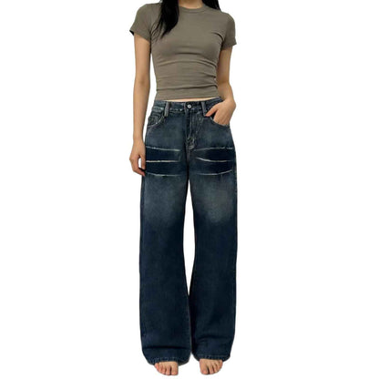 Washed Gradient Casual Straight Leg Womens Jeans