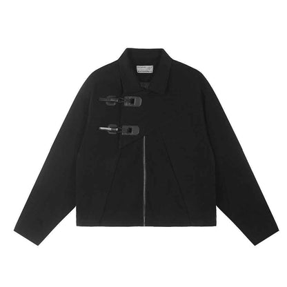 Men's Design Irregular Button Loose Jacket Black