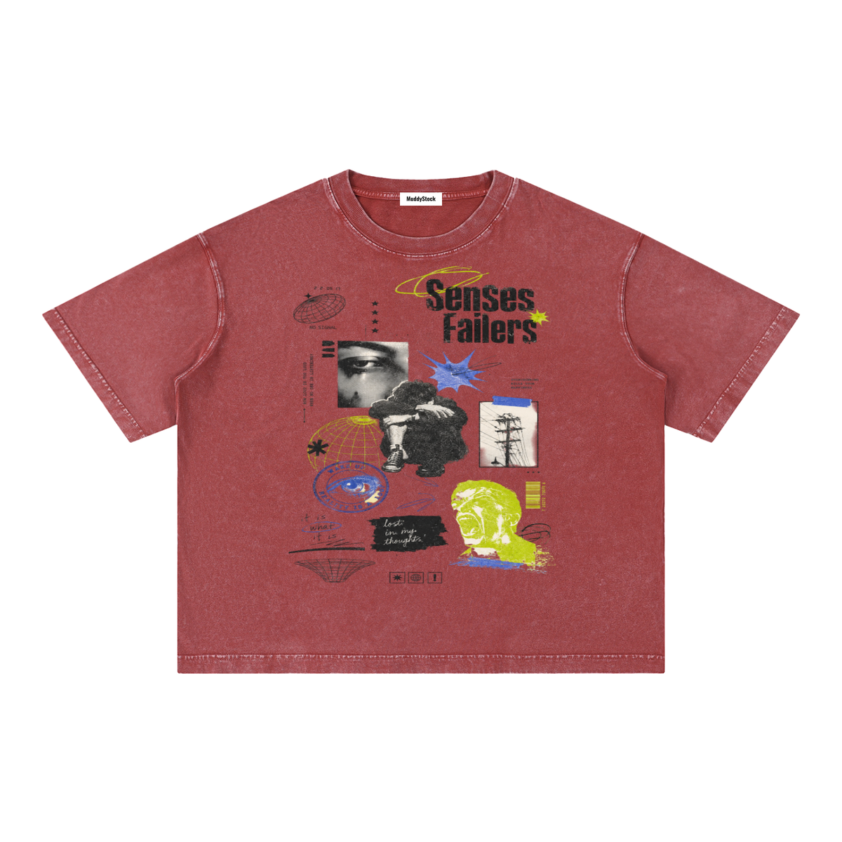 Mineral Wash Boxy Cotton T-Shirt For Men | MuddyStock Originals Red