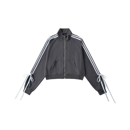 Women's Design Side Pull Bow Loose Casual Jacket Dark Gray All Products