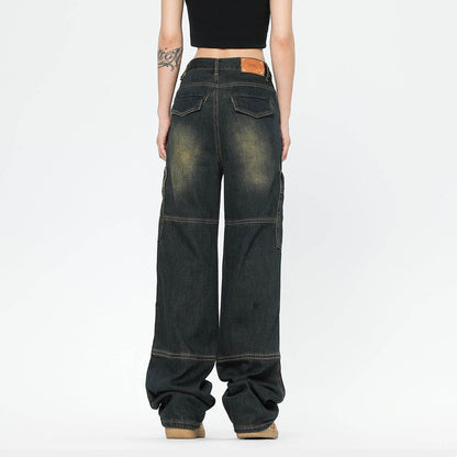 American Retro Wide Leg Jeans For Women MuddyStock