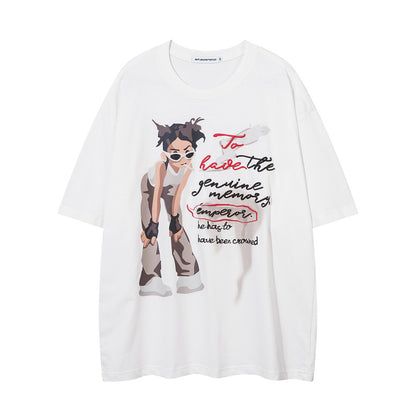 Printed Loose Short-sleeved T-shirt Men's High Street