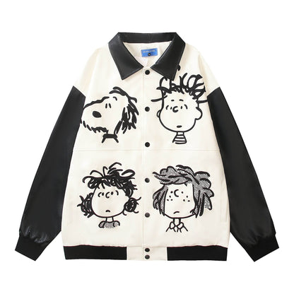 Black and White Cartoon Embroidery Jacket For Men And Women | MuddyStock Originals Picture Color MuddyStock