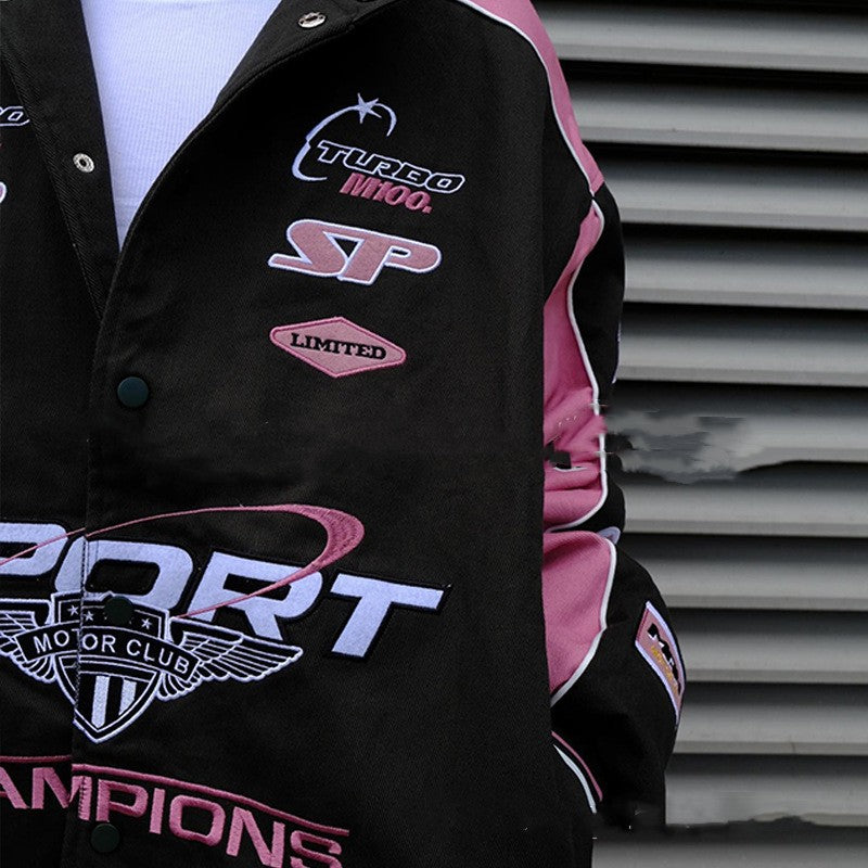 Women's Sports Style Printed Pink Casual Long-sleeved Jacket MuddyStock