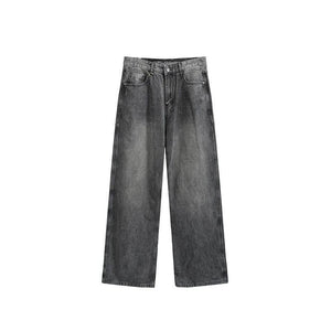 Washed Cut Wide Leg Jeans Men Black And Gray