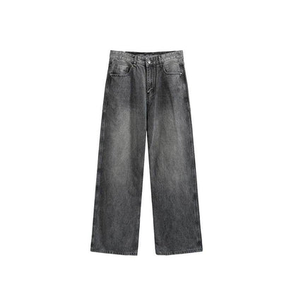 Washed Cut Wide Leg Jeans Men Black And Gray MuddyStock