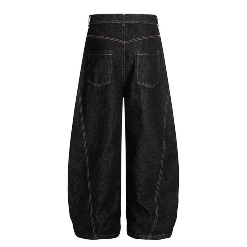 Wide leg curved knife jeans for women
