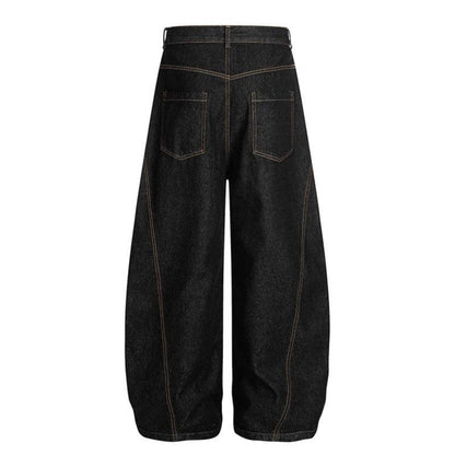 Wide leg curved knife jeans for women