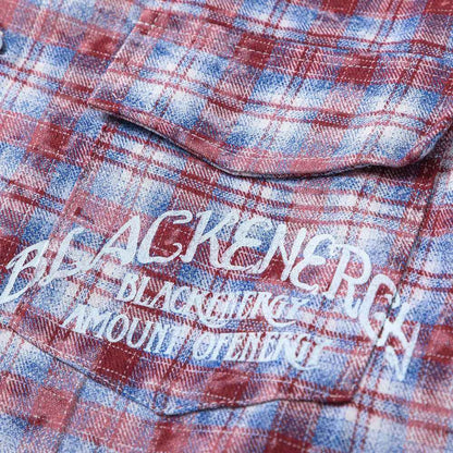 Distressed Washed Plaid Long-sleeved Shirt For Men And Women null