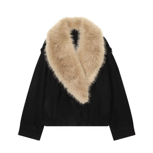 Thickened Faux Fur Velvet Jacket For Women Black All Products
