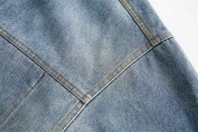 Women's Vintage Distressed Plate Buckle Polo Collar Jacket