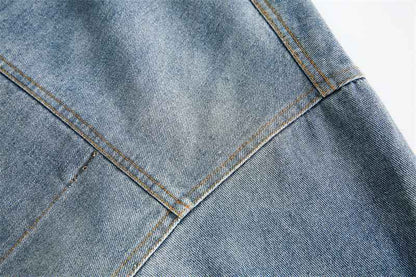 Women's Vintage Distressed Plate Buckle Polo Collar Jacket