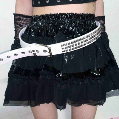 Low Waist Punk Rock Belt For Women 110cm White Rivet