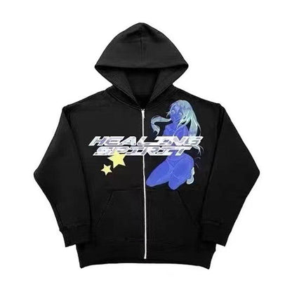 Art Retro Simple Hoodie For Women Black