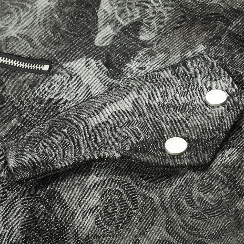 Punk Streetwear Camouflage Thickened Quilted Cotton Hooded Fur Collar Short Men's Jacket