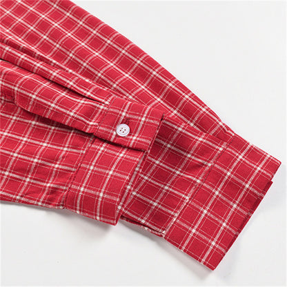 Men's Hip-hop Portrait Plaid Long Sleeve Turn-down Collar Shirt