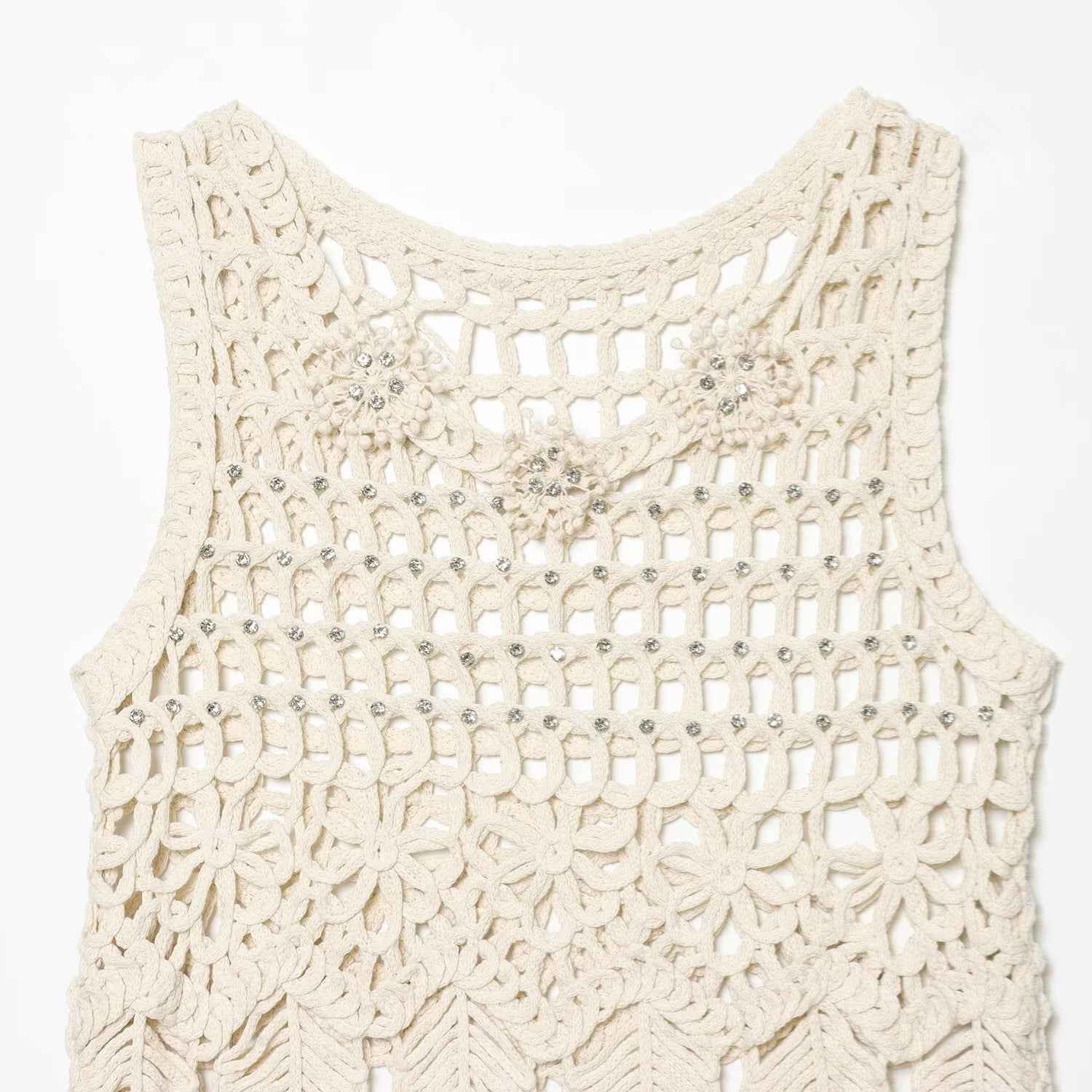 Brick inlaid tassel knitted sleeveless vest for women | MuddyStock Originals