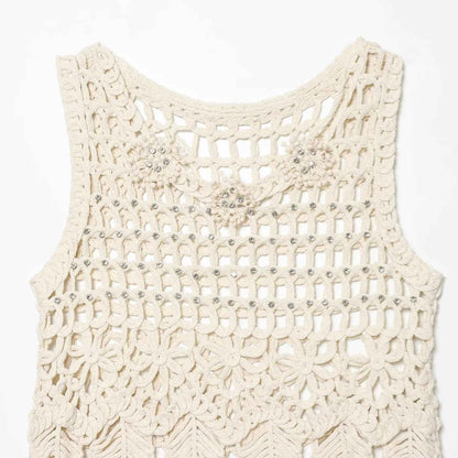 Brick inlaid tassel knitted sleeveless vest for women | MuddyStock Originals