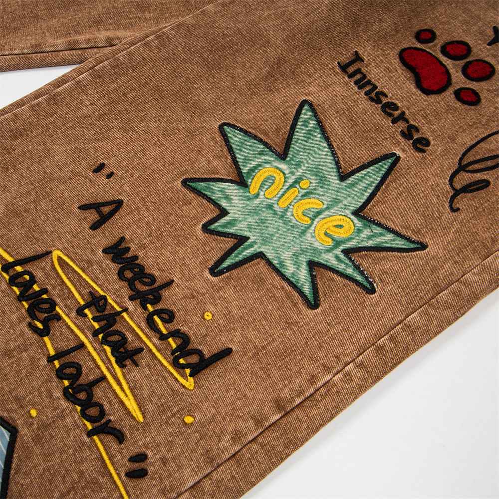 Cartoon Printed Washed Denim Jeans For Women | MuddyStock Originals