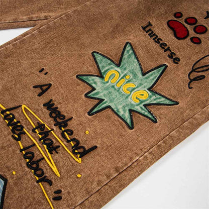 Cartoon Printed Washed Denim Jeans For Women | MuddyStock Originals