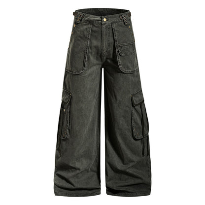 Make old loose wide leg jeans for women | MuddyStock Originals Green