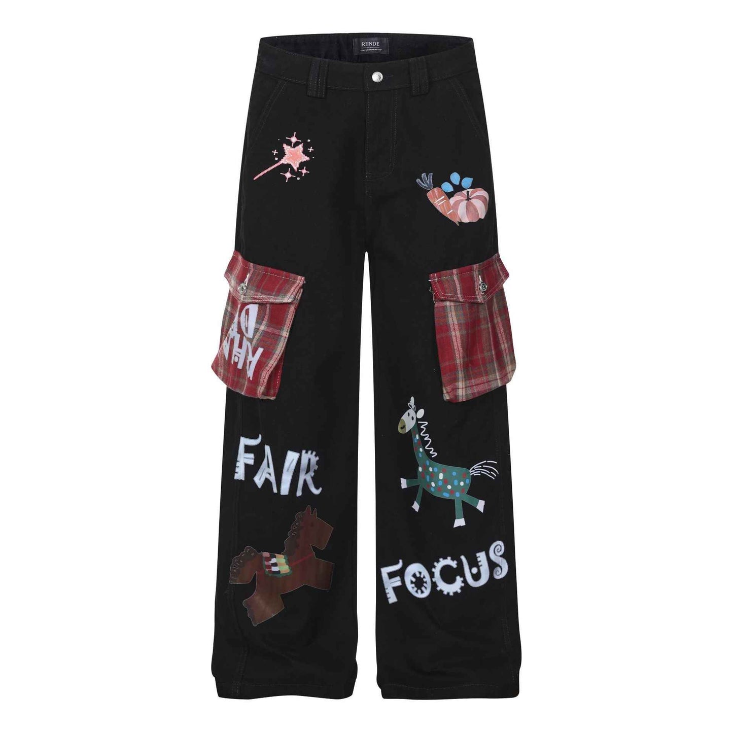 Casual Wide-Leg Denim Pants for Women | MuddyStock Originals Black
