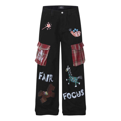 Casual Wide-Leg Denim Pants for Women | MuddyStock Originals Black