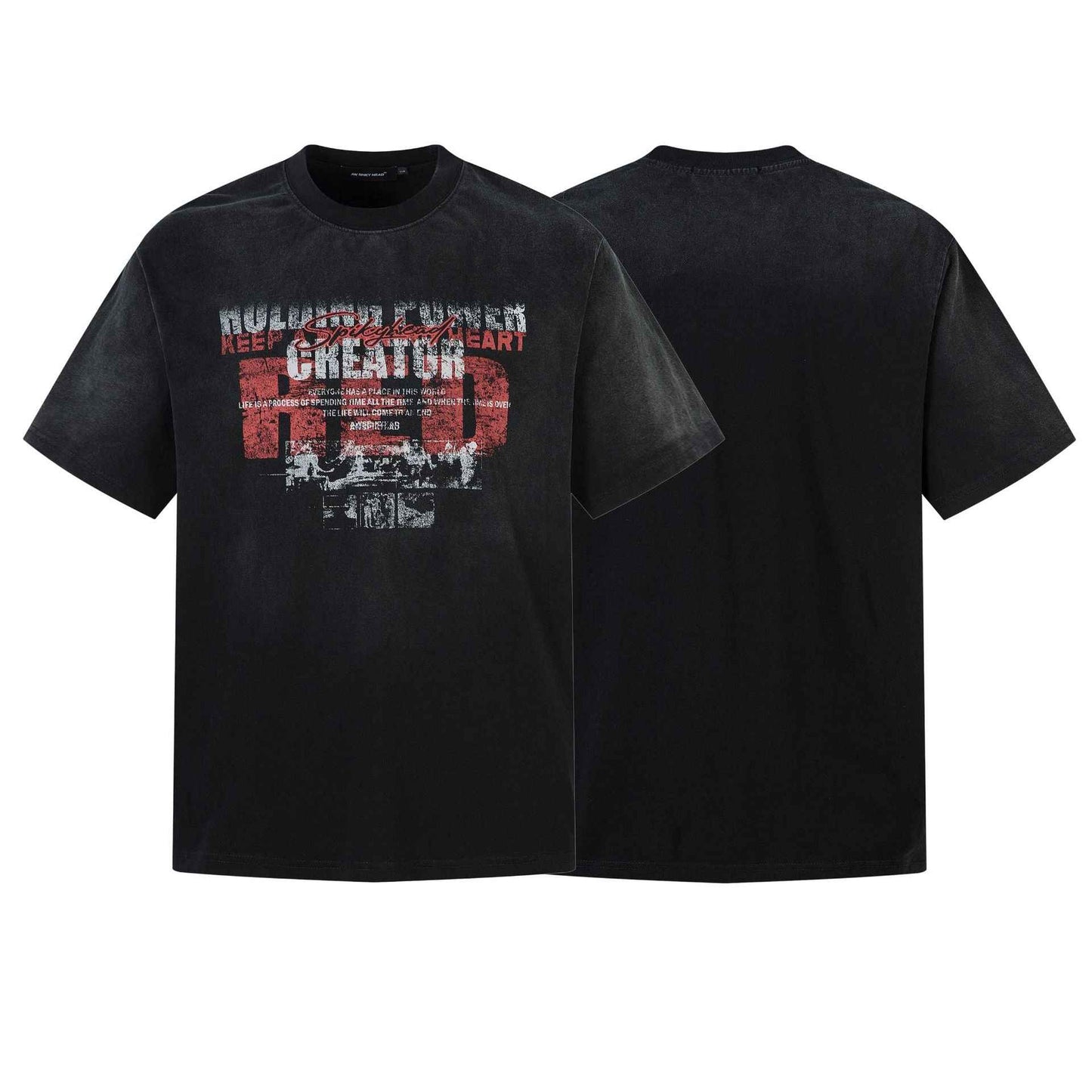 Washed Heavyweight Letter Print Short Sleeve T-Shirt For Men | MuddyStock Originals MuddyStock