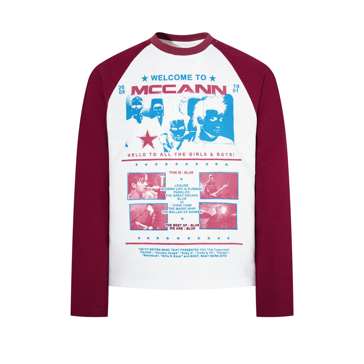 Retro contrasting color long sleeved T-shirt for men and women | MuddyStock Originals Red