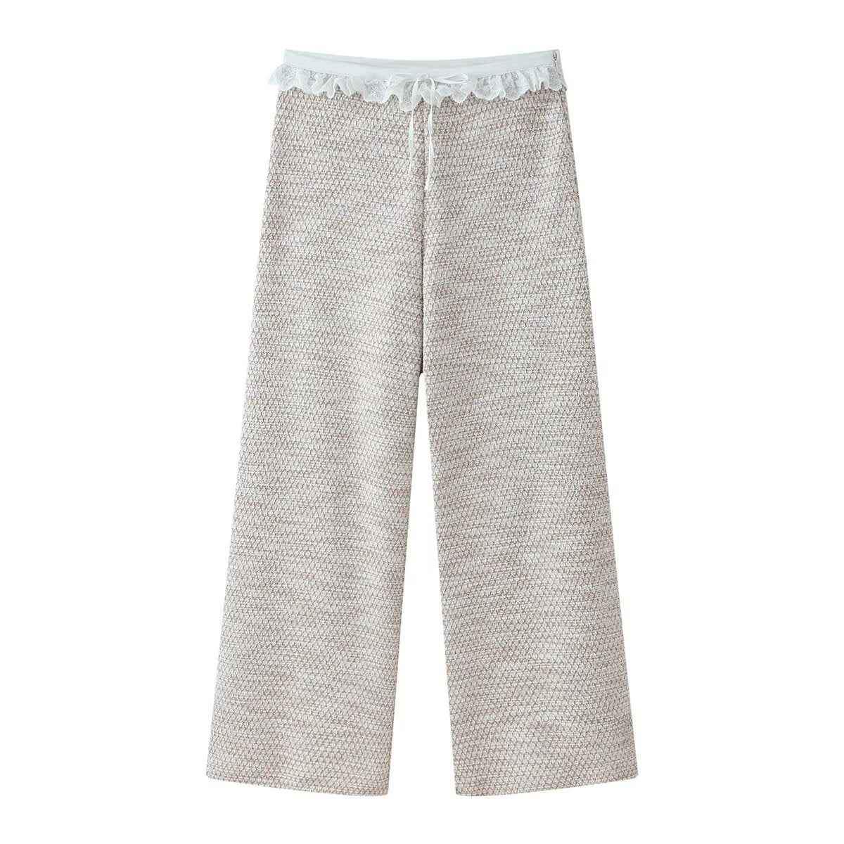 Splicing texture top+layered pants set for women | MuddyStock Originals