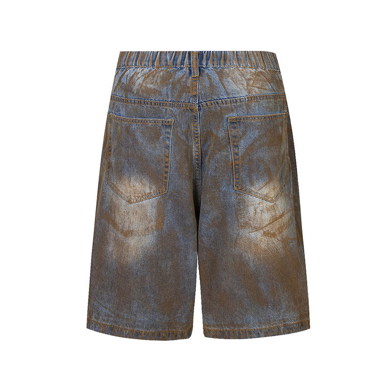 Vintage washed pocket denim shorts