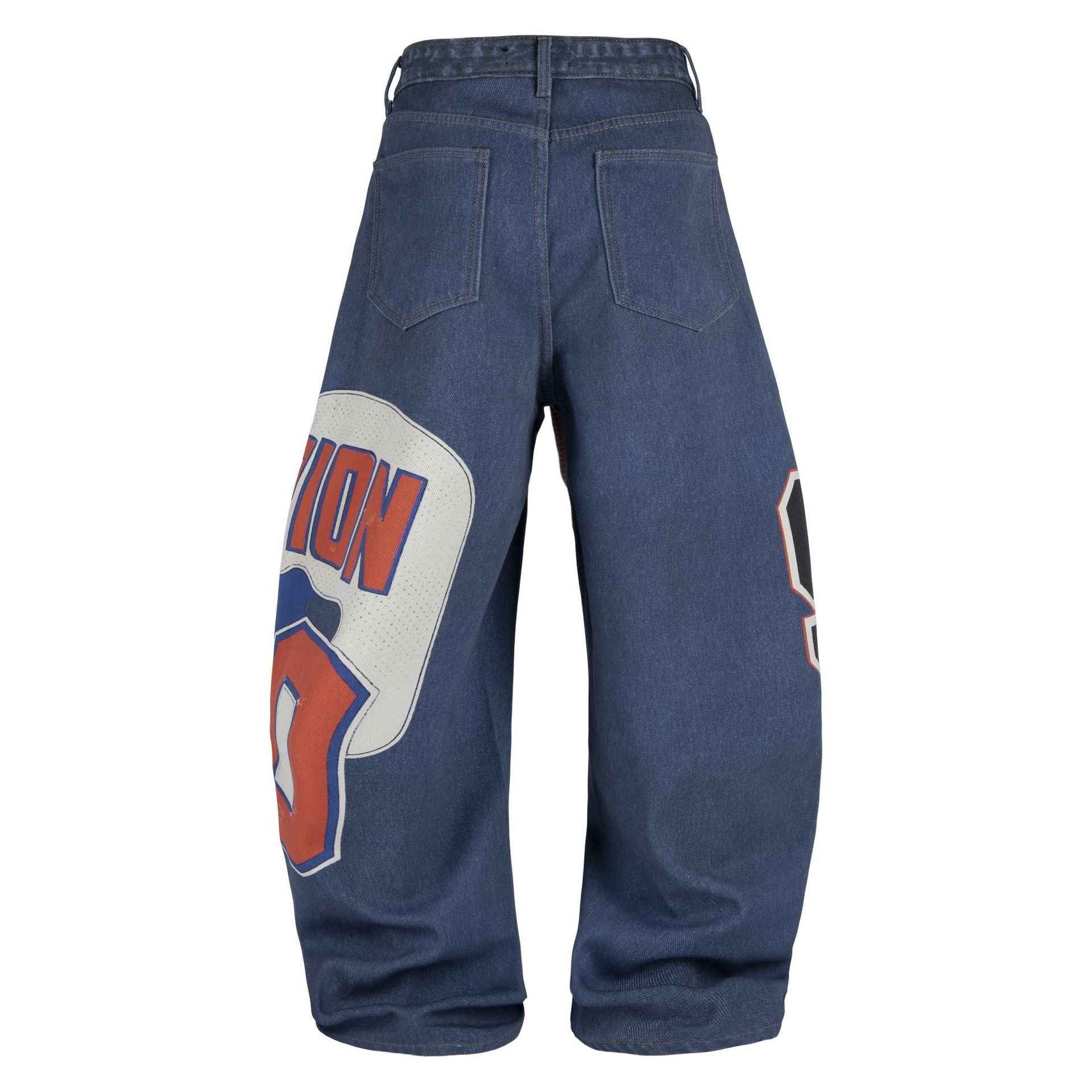 Retro printed patchwork jeans for men | MuddyStock Originals