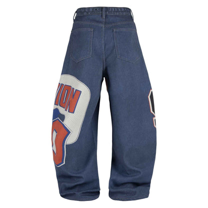 Retro printed patchwork jeans for men | MuddyStock Originals