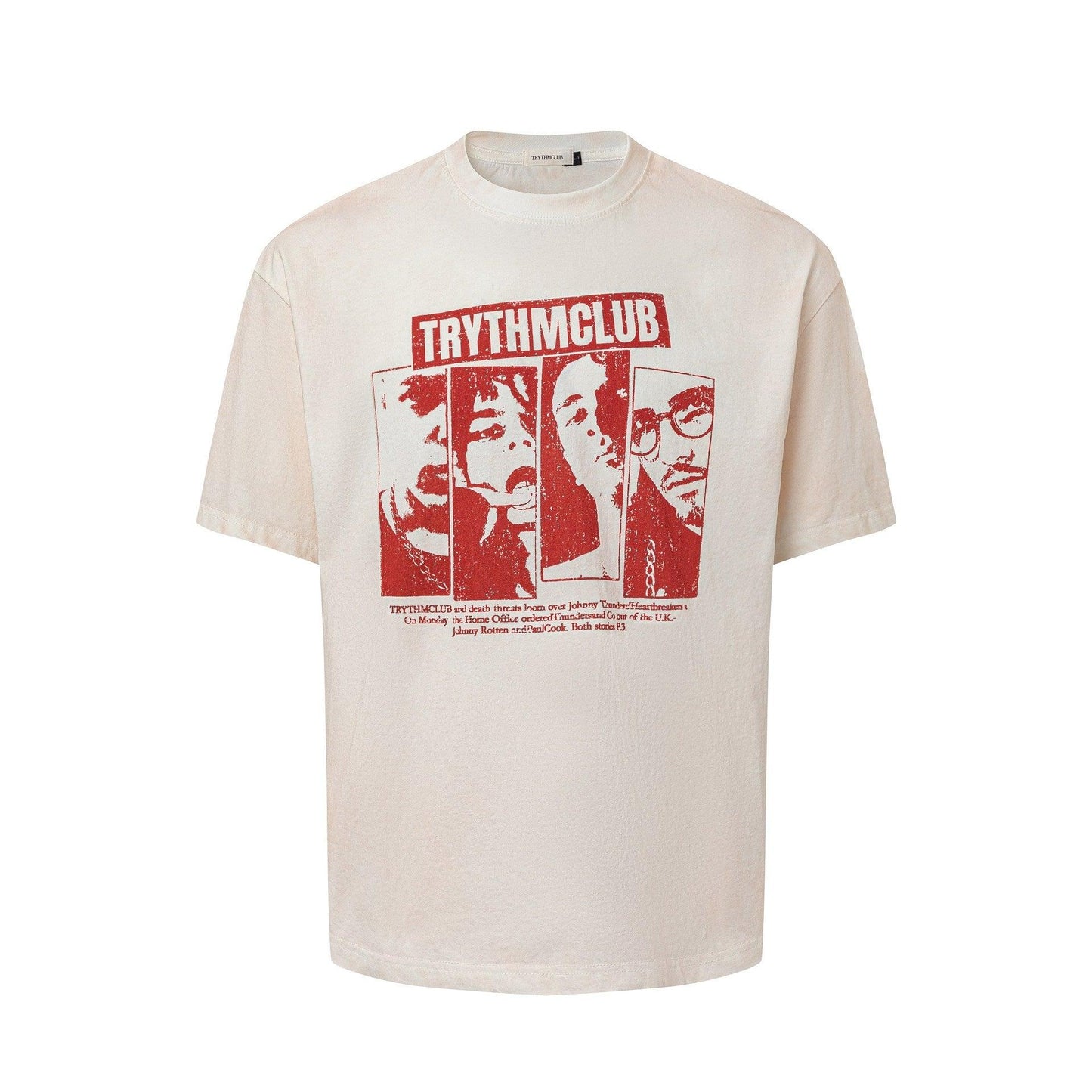 Portrait collage printed short sleeved t-shirt for men | MuddyStock Originals White