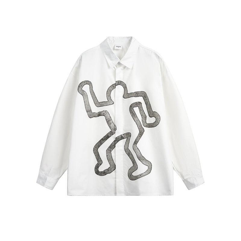 Abstract silhouette humanoid printed graffiti shirt for women | MuddyStock Originals White