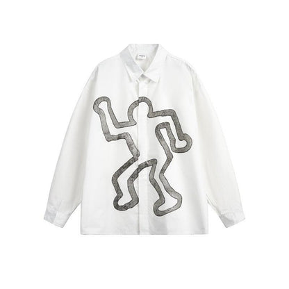 Abstract silhouette humanoid printed graffiti shirt for women | MuddyStock Originals White