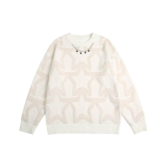 Loose round neck sweater for women | MuddyStock Originals White MuddyStock