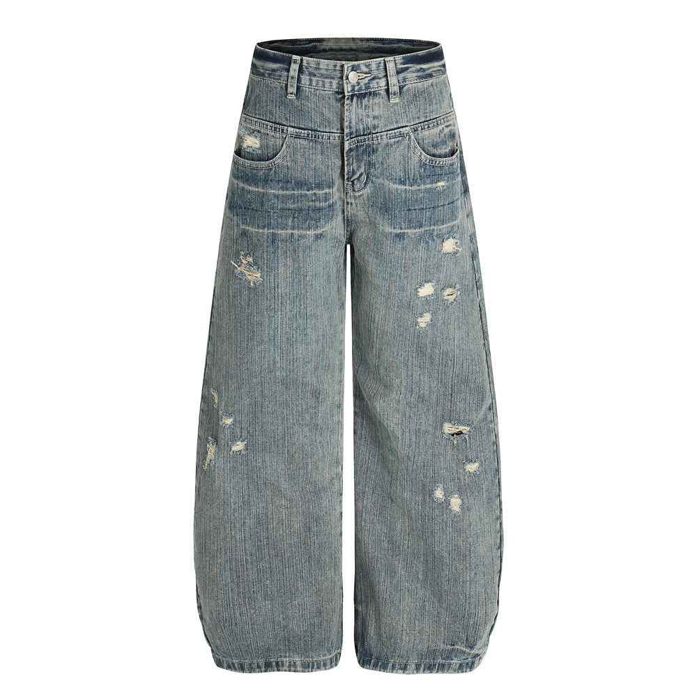 Irregular Ripped Knife Cut Pants For Women | MuddyStock Originals Navy Blue