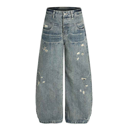 Irregular Ripped Knife Cut Pants For Women | MuddyStock Originals Navy Blue