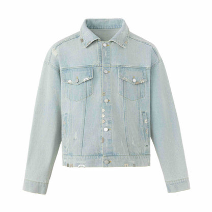 Insert Ripped Loose Denim Jacket for Men | MuddyStock Originals