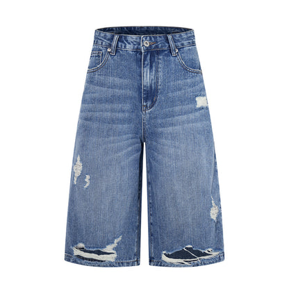 Ripped denim shorts for women | MuddyStock Originals Blue