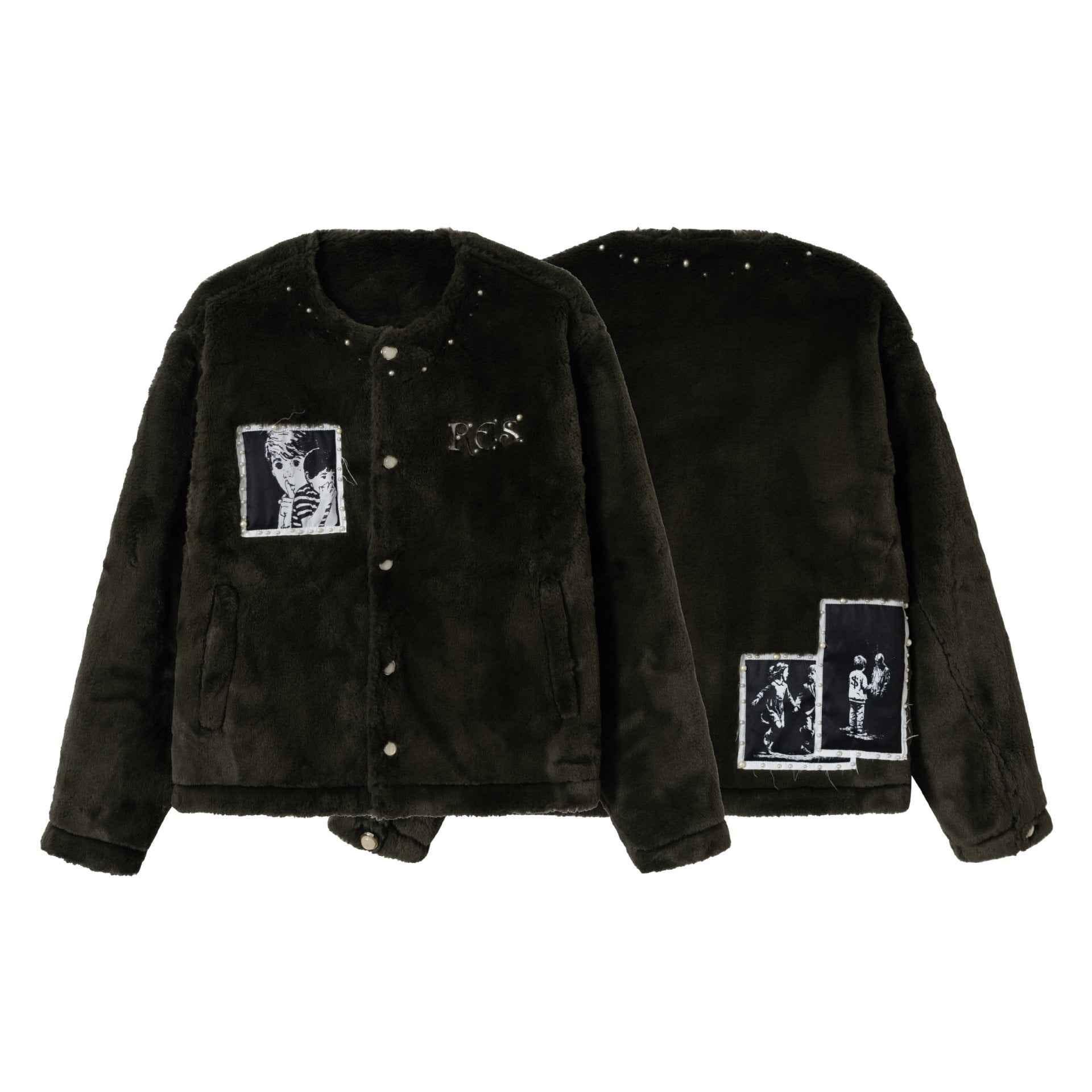 Casual Fleece Beaded Cartoon Patch Short Quilted Jacket For Women | MuddyStock Originals