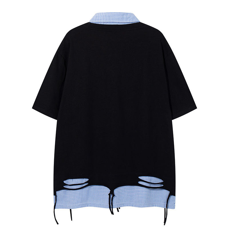 Loose Turn-down Collar Short Sleeve T-Shirt For Women | MuddyStock Originals MuddyStock