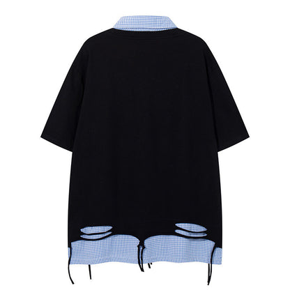 Loose Turn-down Collar Short Sleeve T-Shirt For Women | MuddyStock Originals MuddyStock