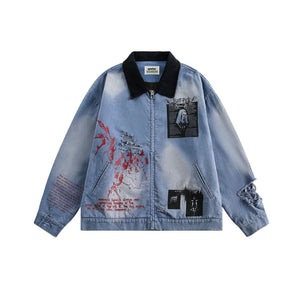 Washed denim jacket for women | MuddyStock Originals Navy Blue