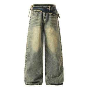 Retro washed distressed jeans for women | MuddyStock Originals Blue