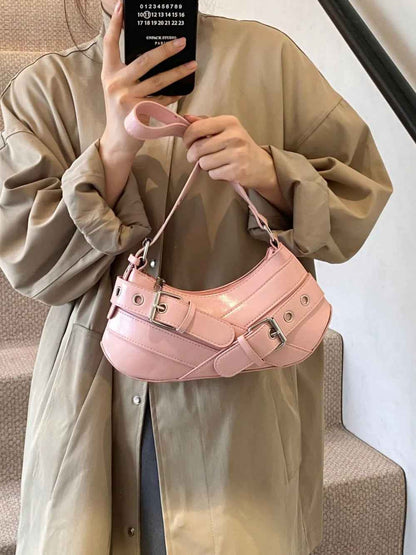 PU Leather Buckle Shoulder Bag | MuddyStock Originals Pink One Size