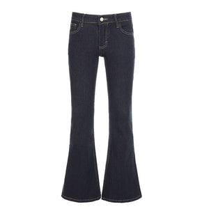 Low waist slim fit and slimming flared jeans for women | MuddyStock Originals Navy Blue